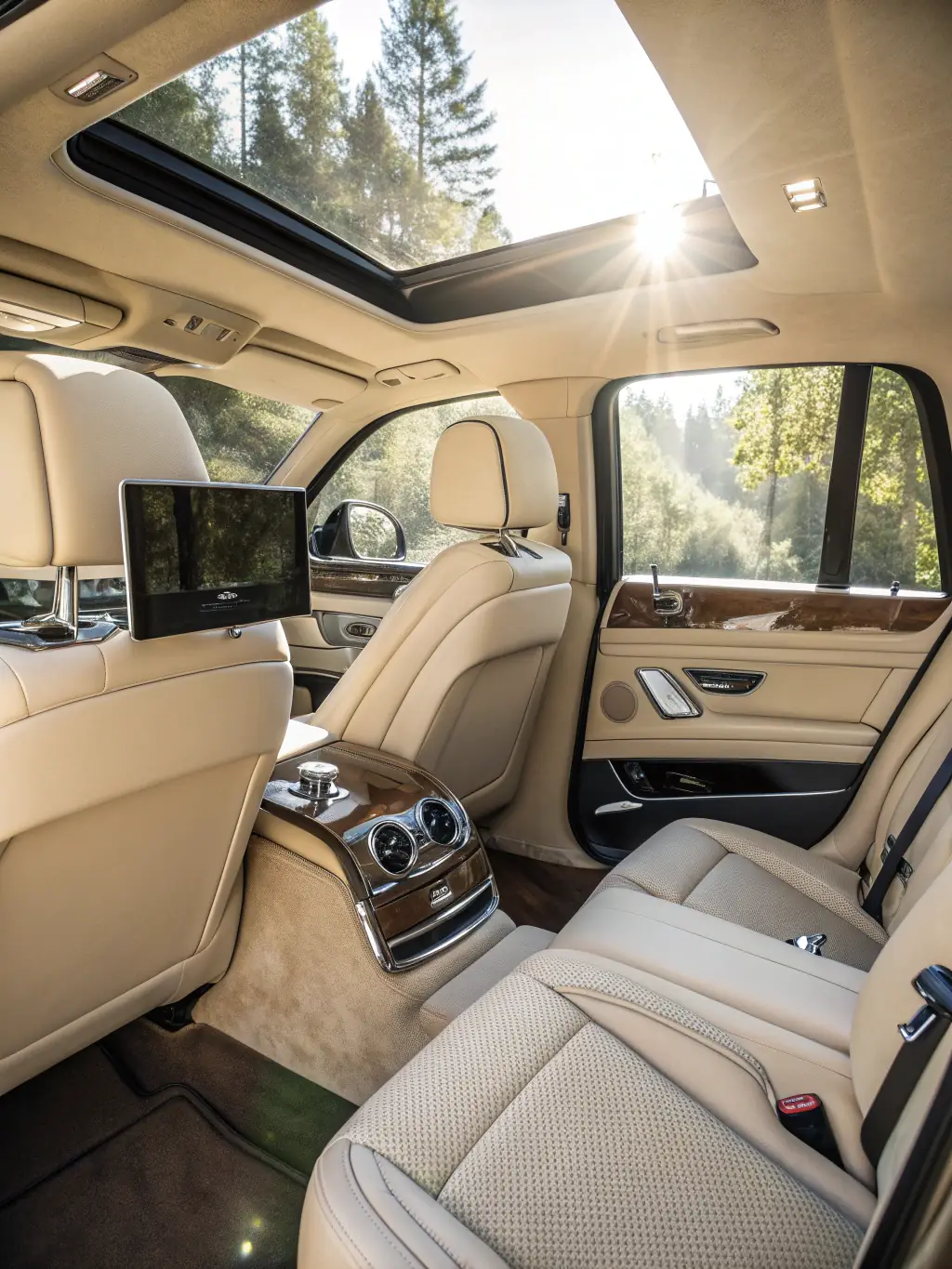 An image of the interior of a Kaplent OÜ vehicle, showcasing comfortable seating, climate control, and a clean environment.